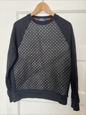 Topman Black Quilted-Front Crewneck Sweater